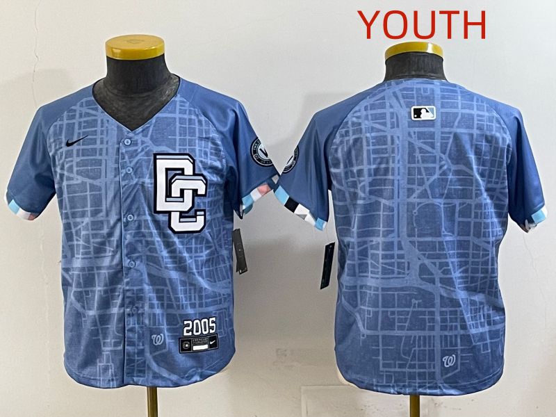Youth 2025 Washington Nationals Blank Blue Joint Name Nike MLB Jersey style 1->youth mlb jersey->Youth Jersey